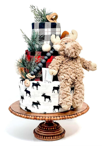 Tumbleweed Babies Northwoods Moose Diaper Cake with Cotton Swaddle Blankets (photo 2)
