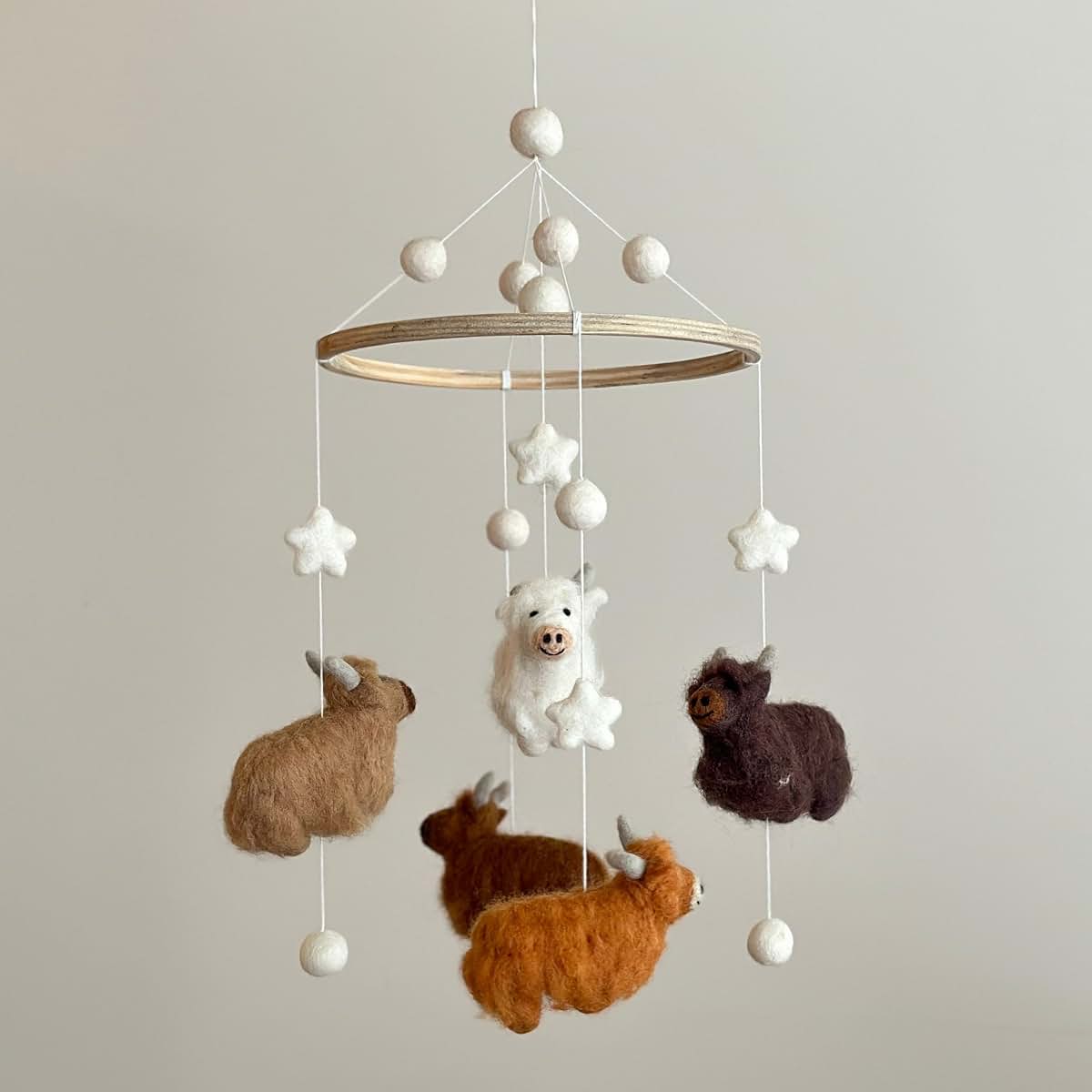 Ganapati Crafts Co. Highland Cow Felt Nursery Mobile