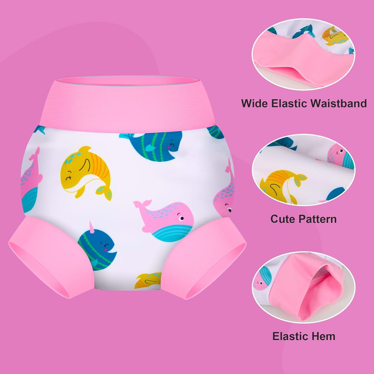 Big Elephant Baby Swim Diapers 3-Pack Reusable Waterproof Swim Pants for Boys and Girls