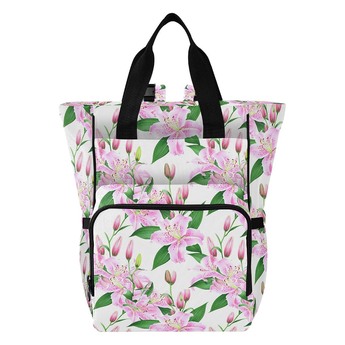 Kagirah Diaper Bag Backpack with Insulated Pockets and Stroller Straps, Blush Lily