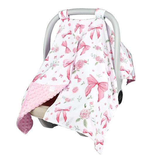 Jundetye Baby Car Seat Cover with Peekaboo Opening and Rose Pattern