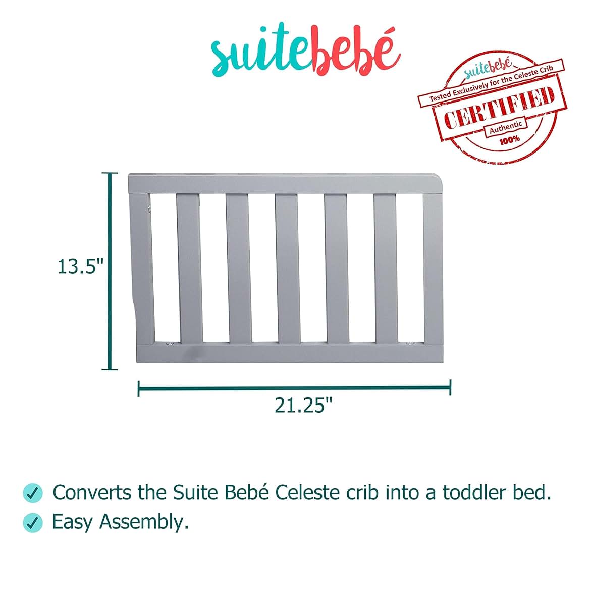 Suite Bebe Celeste Toddler Guard Rail In Light Grey (photo 4)