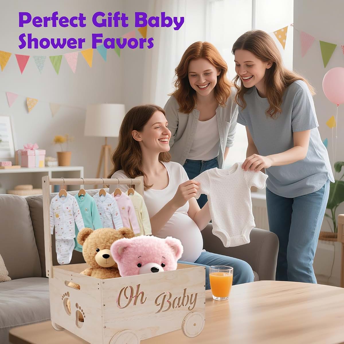 HMAZAE Wooden Baby Closet Gift for Newborns