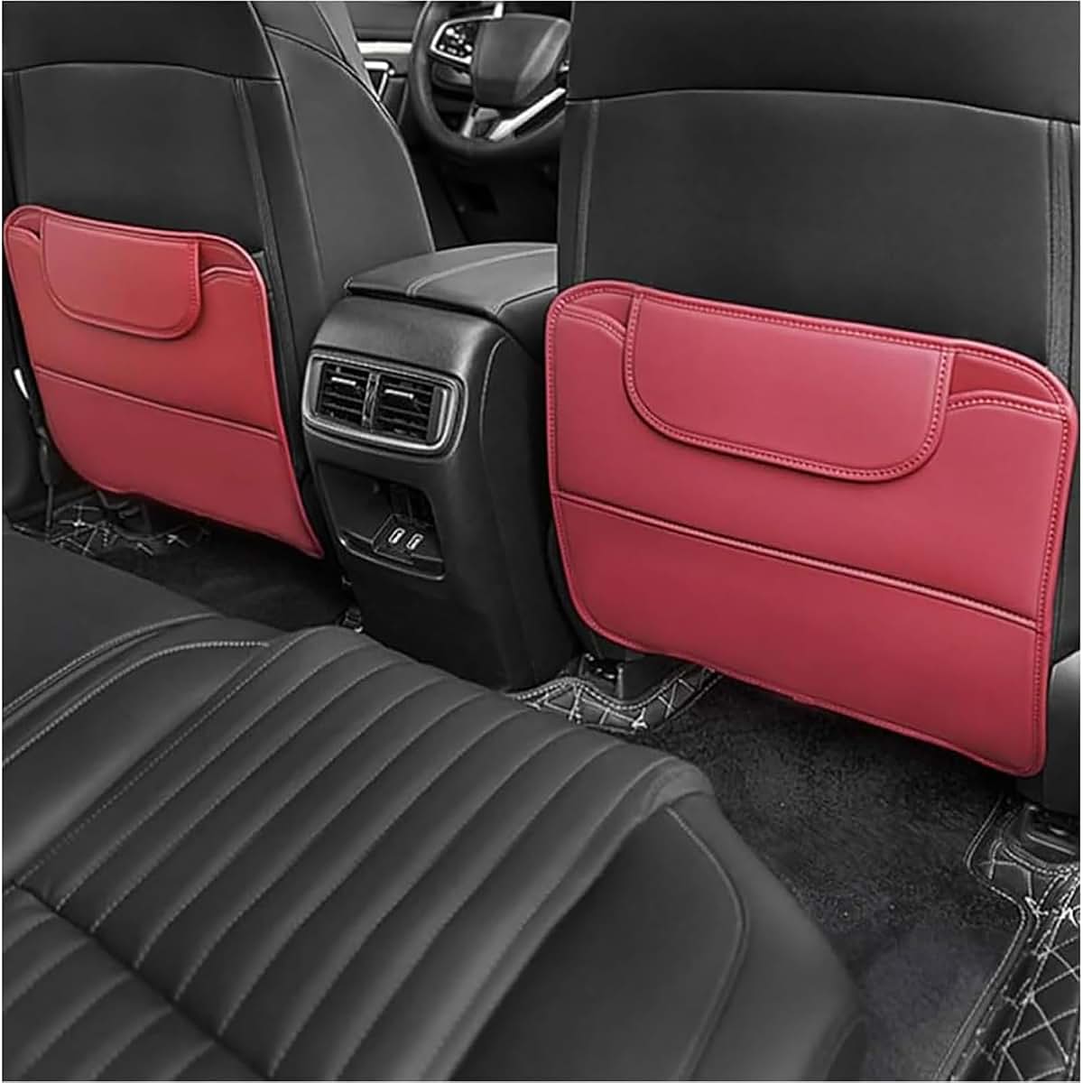 Wonzthwd Car Seat Kick Mat For Hyundai Santa Fe 2025, Red