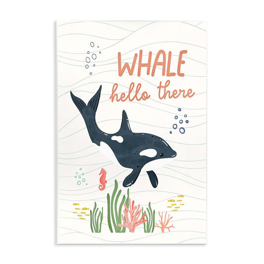 Stupell Industries Whale Hello There Orca Wall Plaque, 13 x 19 Inch