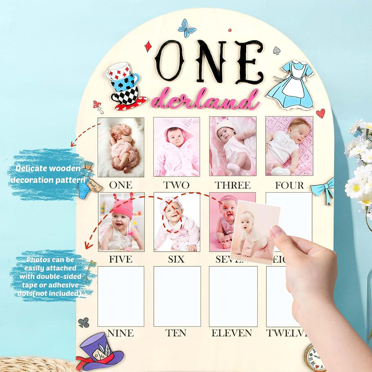 My First Year Photo Board 12 Month Wonderland Wood Board