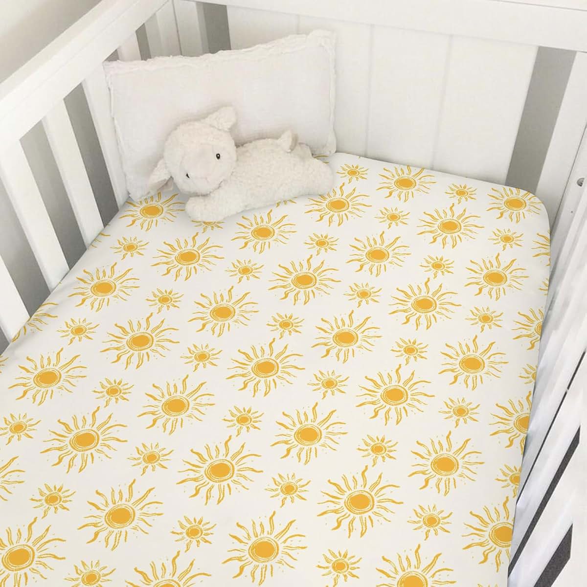 Dpjkevw Tribal Sun Totem Fitted Crib Sheet, Golden Polyester Nursery Bedding