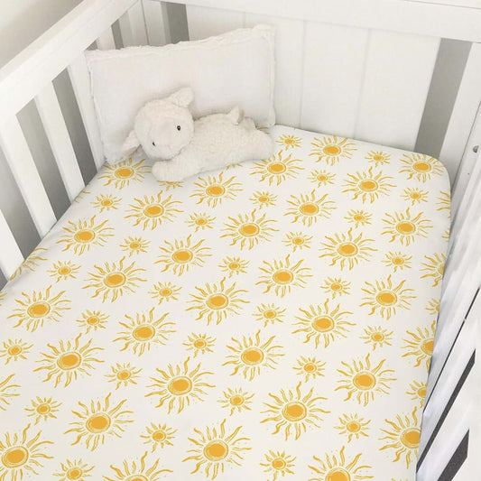 Dpjkevw Tribal Sun Totem Fitted Crib Sheet, Golden Polyester Nursery Bedding