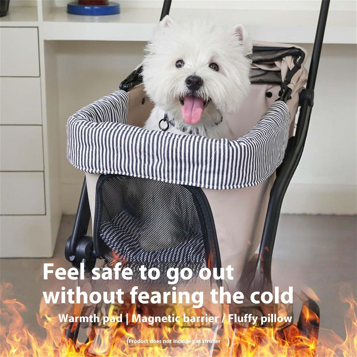 WOZUN Dog Strollers Side Pad and Cushion Set Breathable Polyester Fabric Comfortable Padding for Pet Travel Safe Design (photo 3)