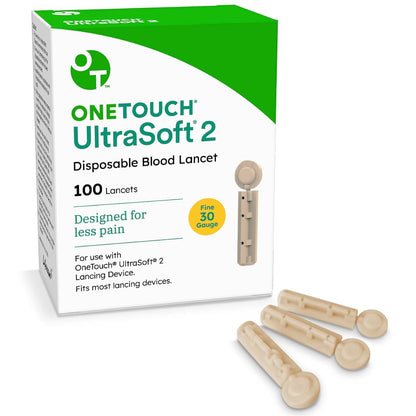 OneTouch Ultra Soft 2 Lancets, 30-Gauge, 100 Count, Twist-Off Cap, Fits Most Lancing Devices