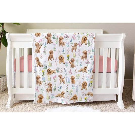 SqtmuHLuo Goldendoodle Baby Blanket for Boys Girls Gender Goldendoodle Floral Neutral Newborn Nursery Baby Swaddle