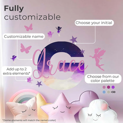 CRYPTONITE Custom Stickers Name Wall Decor I Personalized Name Sign for Room Decor | Multiple Custom Name & Initial I