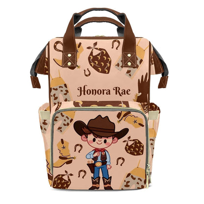 Joyestore Personalized Little Cowboy Custom Mom Bag with Name,Dad and Mom Diaper Backpack Waterproof Baby Shower for