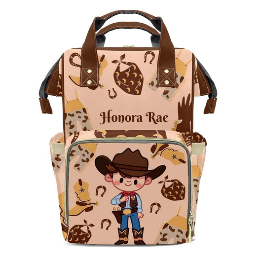 Joyestore Personalized Little Cowboy Custom Mom Bag with Name,Dad and Mom Diaper Backpack Waterproof Baby Shower for