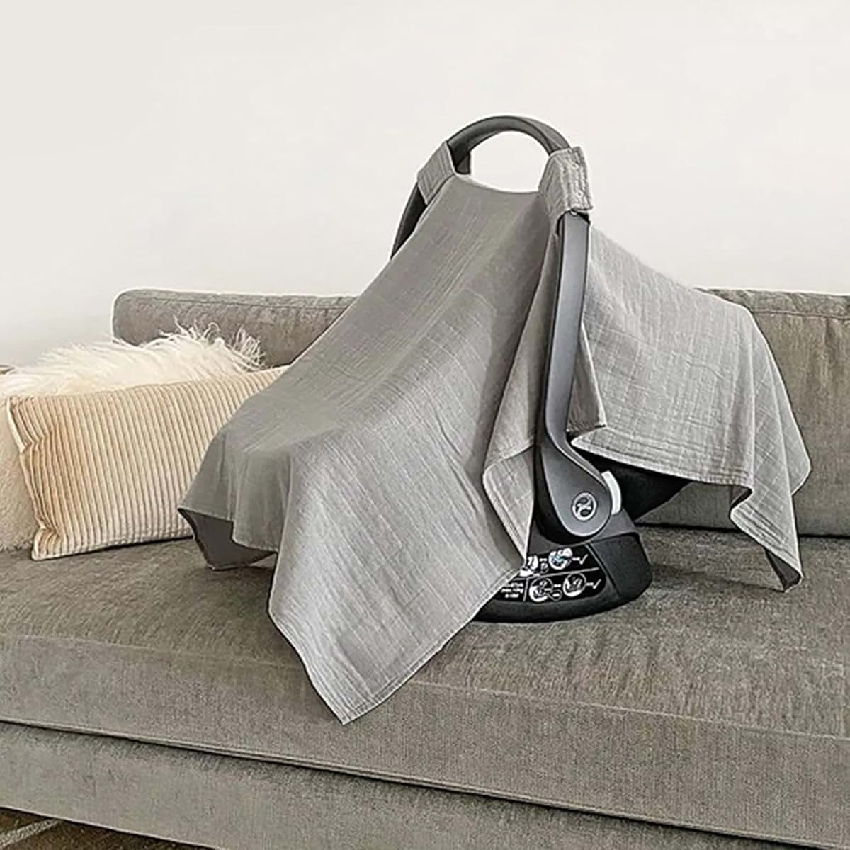 WEISUYUUS Soft & Breathable Baby Bassinet Guard Solid Color Comfortable Fit Cotton Seating Protector for Travel and