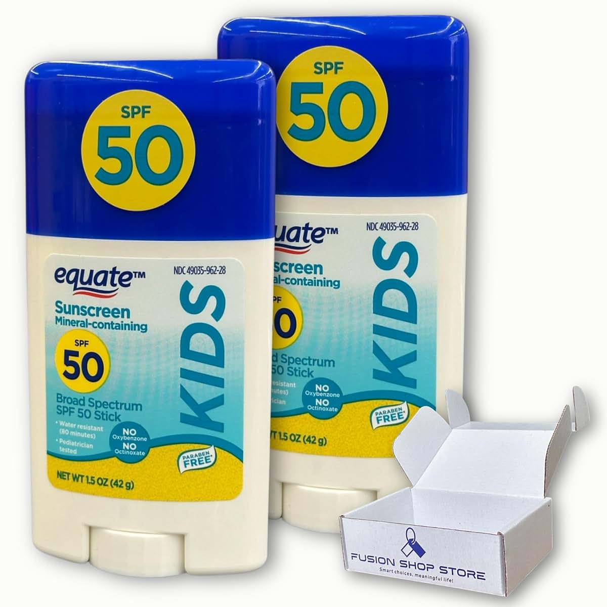 Fusion Shop Store Kids SPF 50 Mineral Sunscreen Sticks, 2 Pack