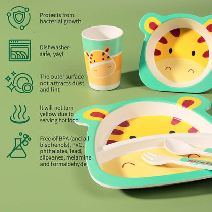 Pheenowl Kids Dinnerware Set, Giraffe Theme