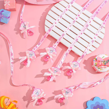 60 Pack Pink Elephant Acrylic Pacifier Charm Necklaces for Baby Shower Favors