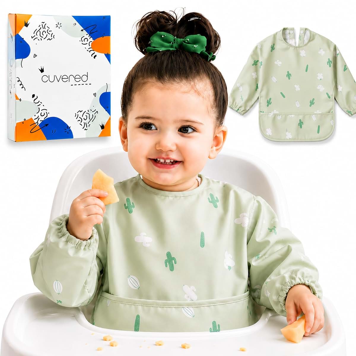 ANGORA BRANDS Silicone Baby Bib for Toddlers & Infants – 100% Food-Grade Waterproof Bib with Deep Food Catcher Pocket –