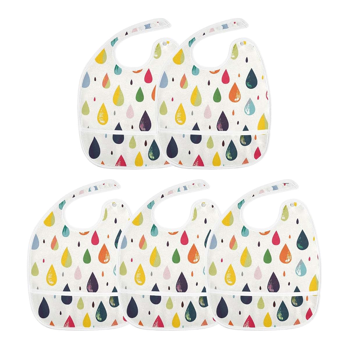 Yoogain Colorful Flat Raindrops Bibs for Drooling Drooling and Teething Absorbent 2 Pack Baby Bibs and Burp Bibs for (photo 3)