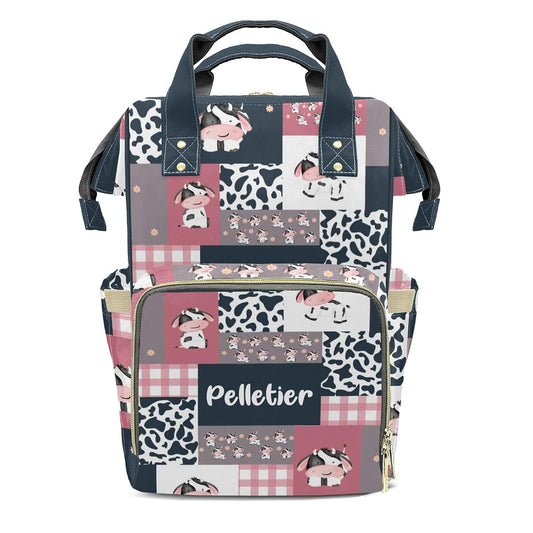 LiSoAkWE Personalized Farm Cows Print Diaper Backpack