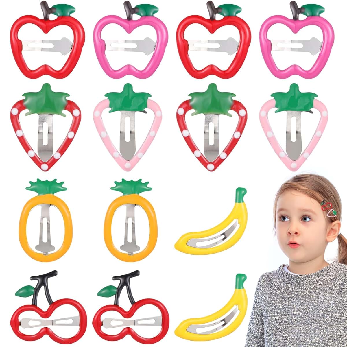 Veemoon 14 Pcs Fruit Hair Clips Set for Girls Styling Accessories
