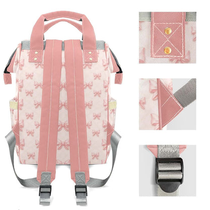 YallLocoMo Personalized Diaper Bag Backpack With Watercolor Pink Bow (photo 4)