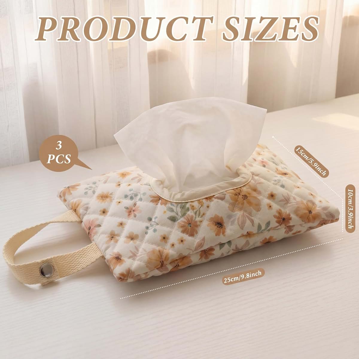 Crystalsylara 3 Pcs Boho Quilted Baby Wipes Pouch Portable Diaper And Wipe Holder (photo 2)