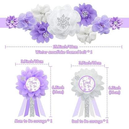 BabyOneStop Winter Snowflake Maternity Sash and Corsage Pin Set