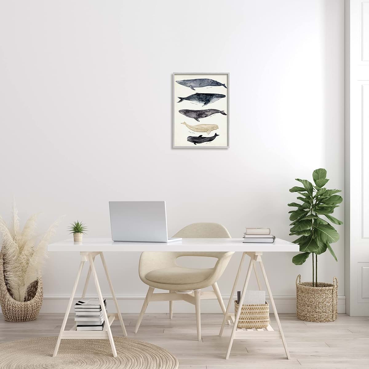 Stupell Industries Antique Whale Chart Framed Giclee Wall Art, 16x20 Inches, Gray Frame