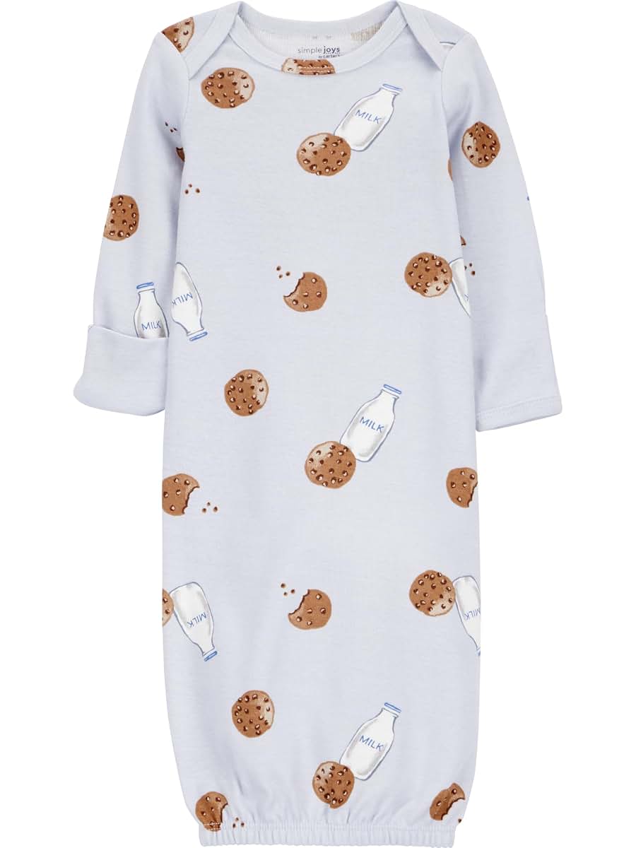 Simple Joys by Carter's Neutral 3-Pack Cotton Sleeper Gown - Milk and Cookie, Newborn (photo 2)