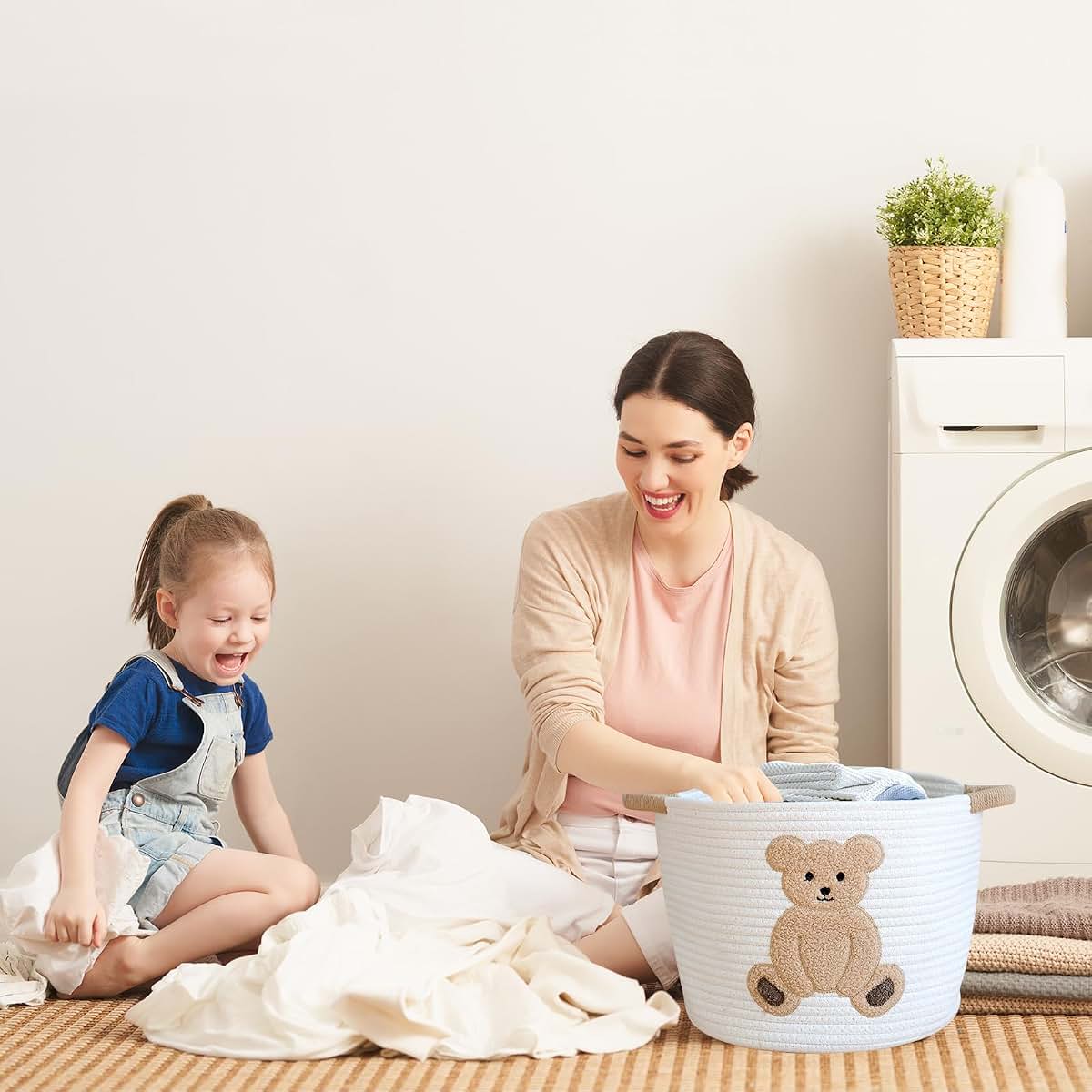 INough Cotton Rope Basket Toy Storage Baskets for kids Laundry Hamper, Gift Basket Empty Baby Shower Baskets with (photo 3)