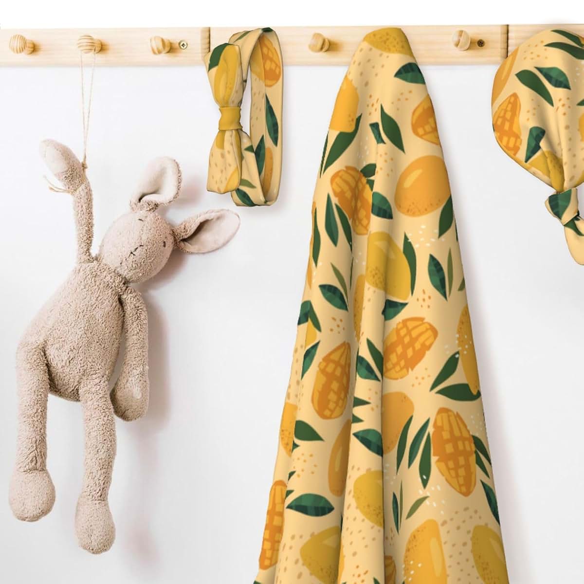 Lbdrdy Fruit of Mango and Leaves Pattern Newborn Swaddle Blanket Set (photo 3)