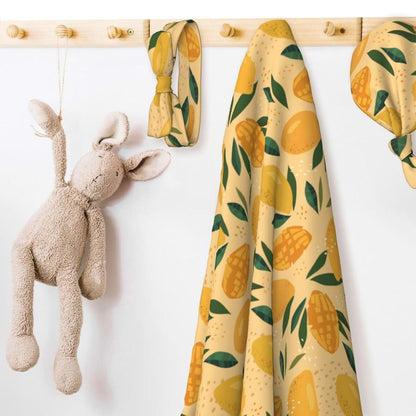 Lbdrdy Fruit of Mango and Leaves Pattern Newborn Swaddle Blanket Set (photo 3)