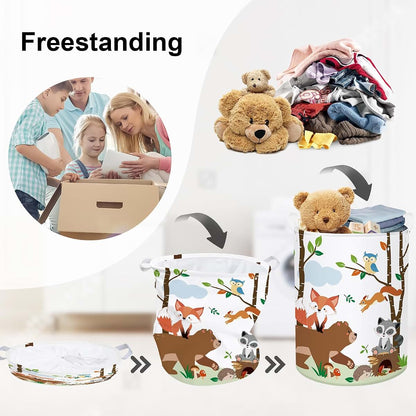 Stars of Dream Woodland Animals Baby Laundry Hamper, 63L Collapsible Basket