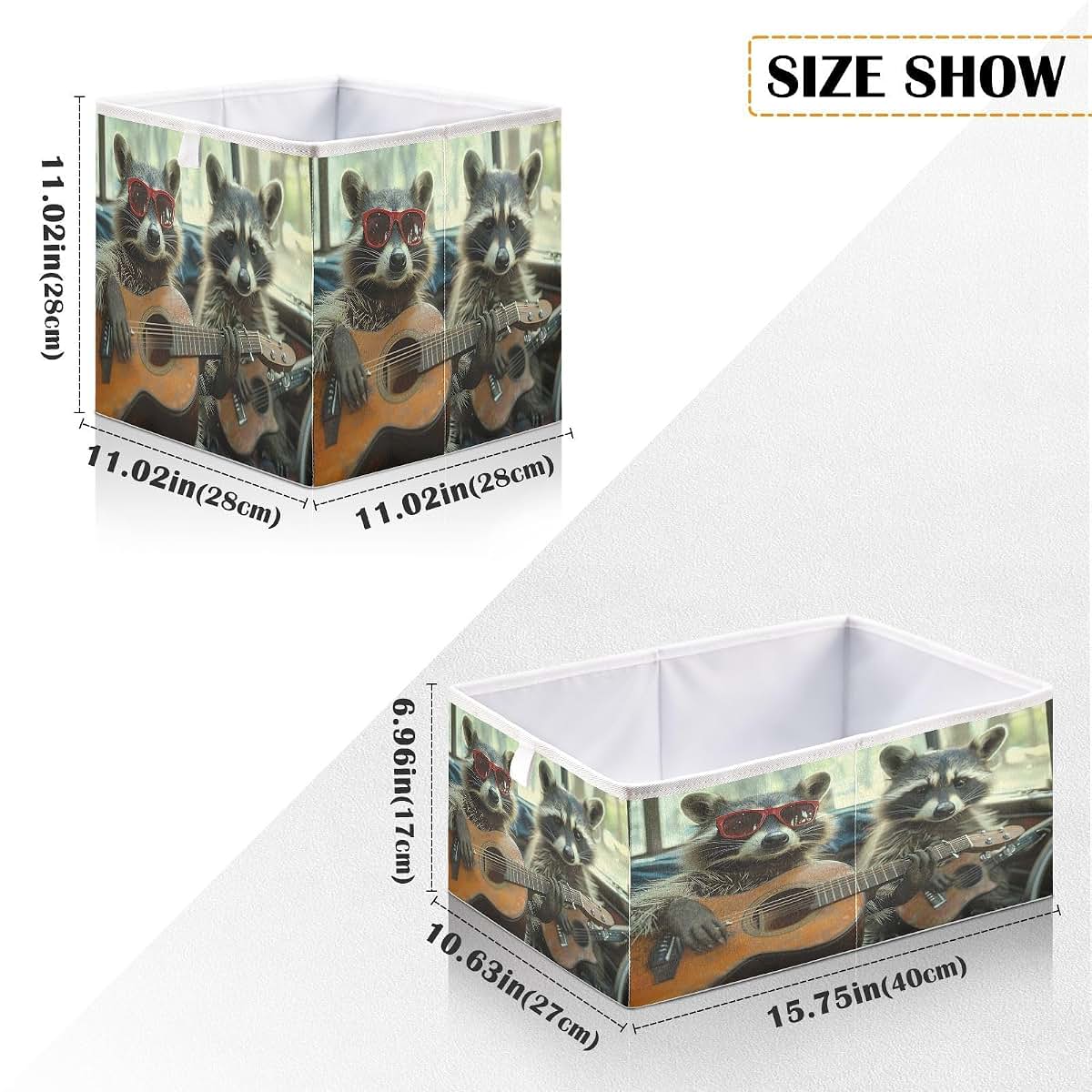 YETTASBIN Funny Raccoon Cube Storage Bin, Large Foldable Organizer for Nursery and Closet