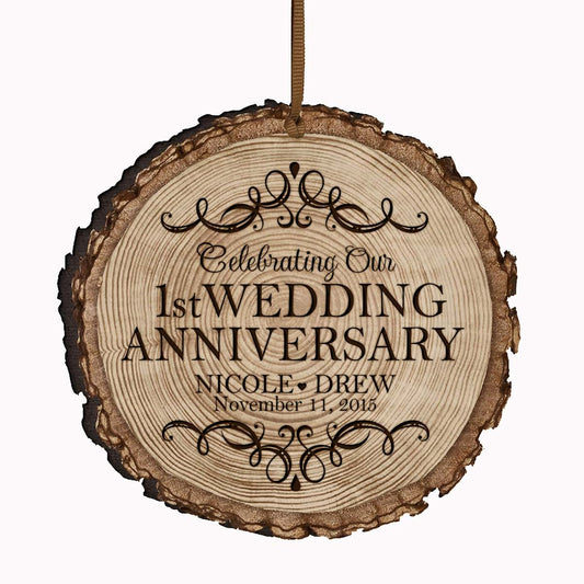 LifeSong Milestones Personalized 1st Anniversary Bark Style Heart Ornament