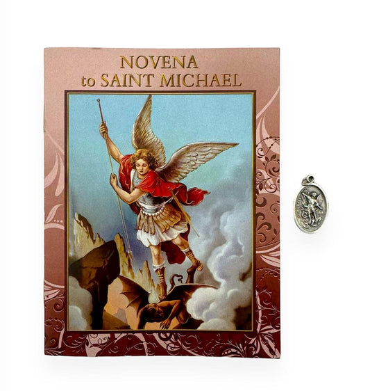 GCK Novena to St Michael Archangel English Small Pocket Prayer Booklet with Oxidized Medal Gift Set Catholic Religious