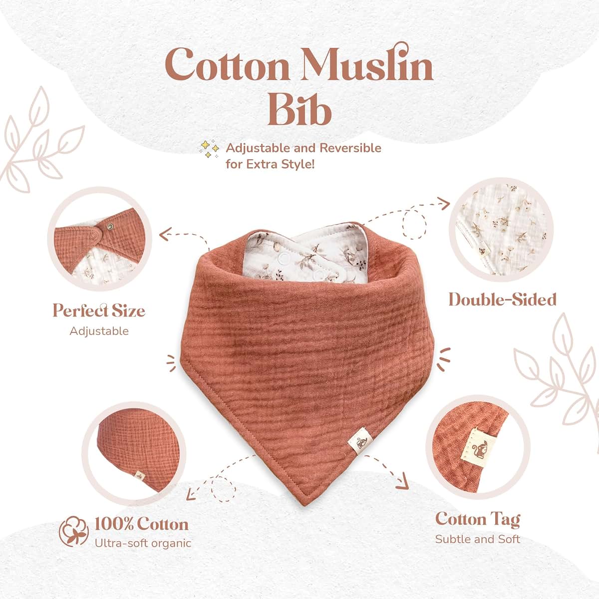 Mikito Organic Cotton Newborn Gifts Box, Unisex Loveys & Accessories incl. Muslin Baby Comforter + Baby Bandana Bib + (photo 4)