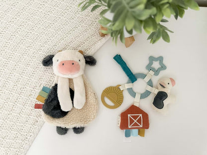 Itzy Ritzy Farm Toy Gift Set - Cow Lovey & Busy Ring