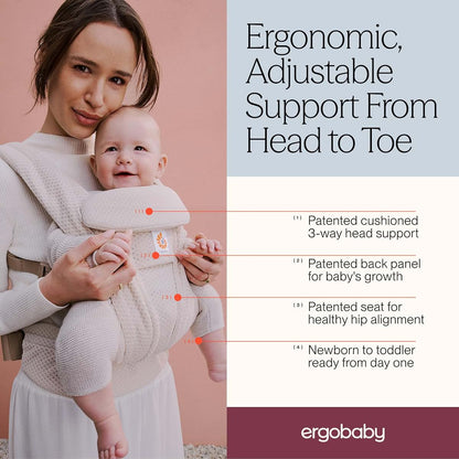 Ergobaby Omni Deluxe Baby Carrier, 4-Position Breathable Mesh for Newborn to Toddler