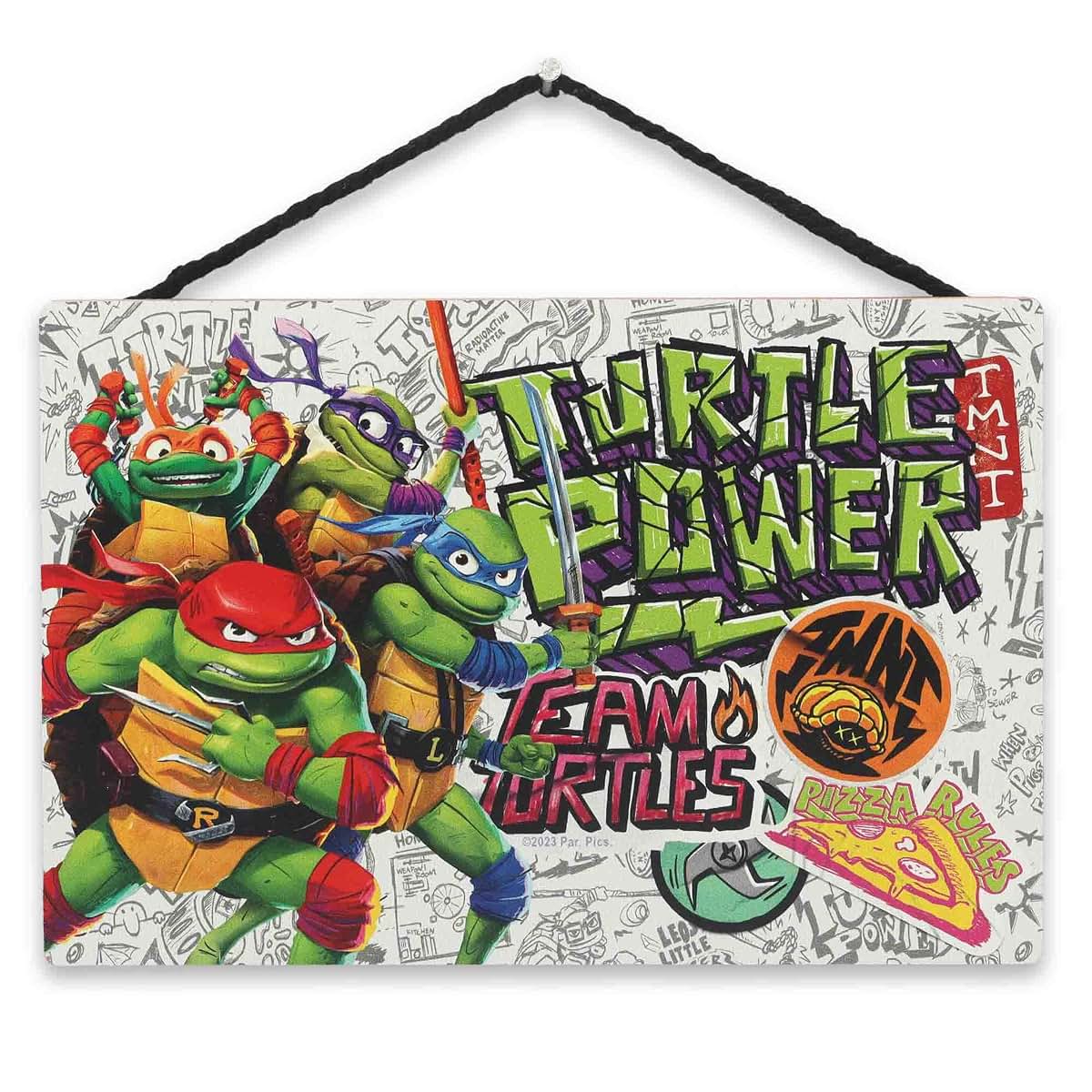 Teenage Mutant Ninja Turtles Turtle Power Hanging Wood Wall Decor With Rope