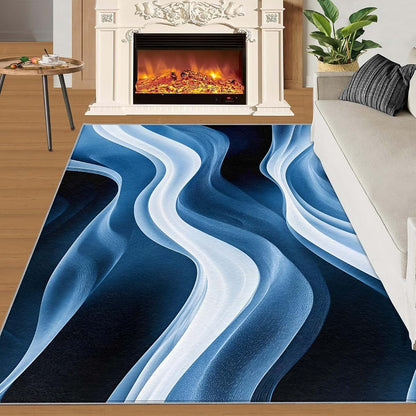 HYGIUID 4x5 Abstract Area Rugs - Waves Rug for Entryway, Simple Washable Entry Way Rugs Kids Carpet for Inside House