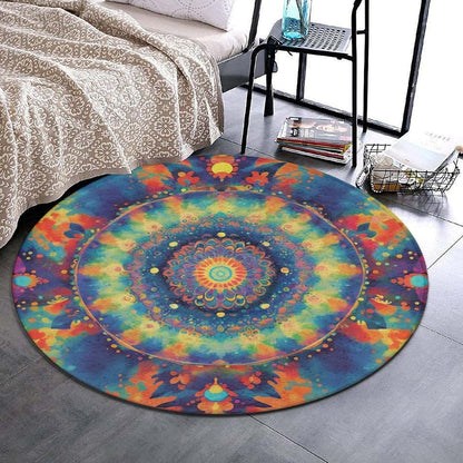 MZERSE Round Floor Mat, 36-Inch Tie-Dye Pattern Soft Flannel Rug
