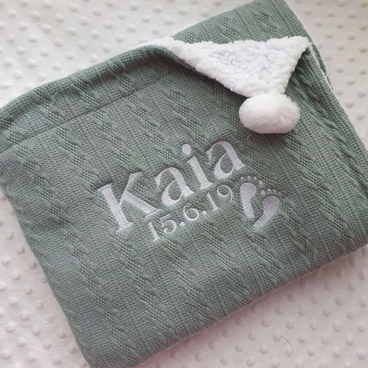 gume Personalized Baby Blanket Embroidered with Name, Fleece Blanket Personalized Infant, Newborn Baby Gifts (95x70cm)