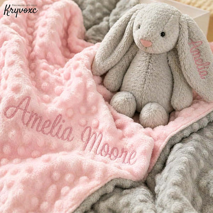 Kryvoxc Personalized Baby Blanket and Plush Bunny Set, Custom Blankets and Rabbit | Custom Name Blanket, Personalized 2 (photo 4)