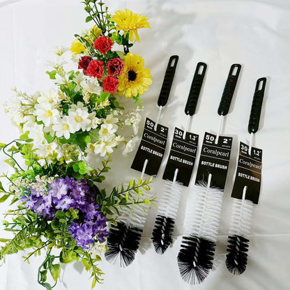 Coralpearl Bottle Brush Set Of 4, Thin Long Handle With Bendable Flexible Wire For Narrow Neck Bottles