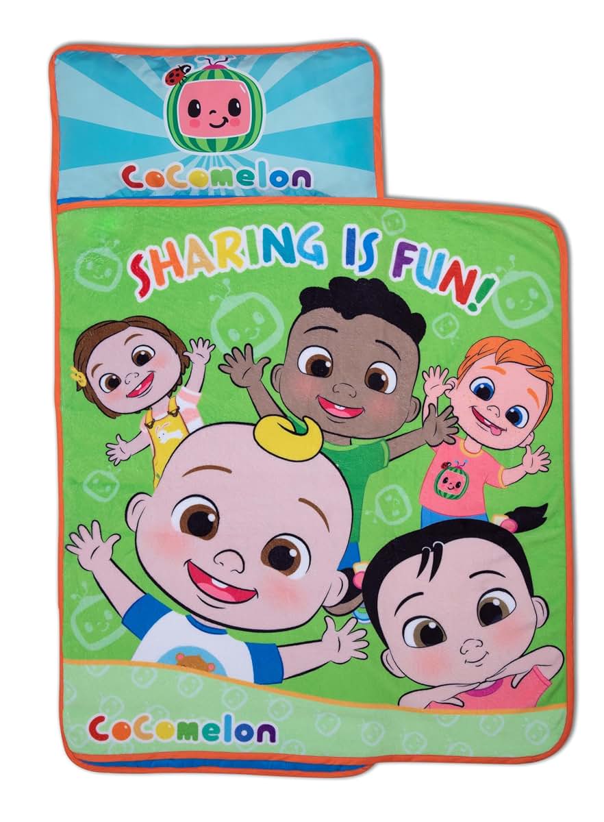 CoComelon Toddler Nap Mat with Attached Pillow and Fleece Blanket