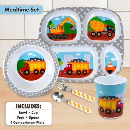 Bentology 5-Piece Construction Theme Mealtime Set for Kids