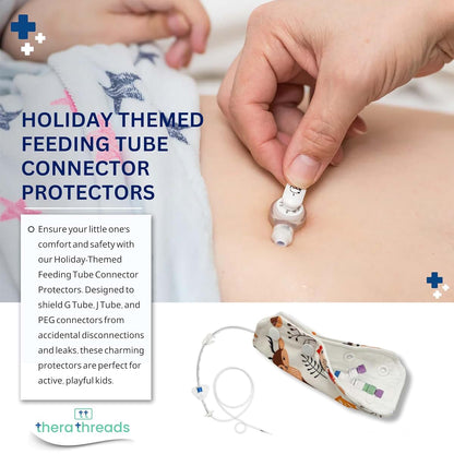 therathreads 5 Pack Holiday Themed Feeding Tube Connector Cover Set for G, J, or PEG Tubes. Ultra Soft and Absorbant (photo 3)